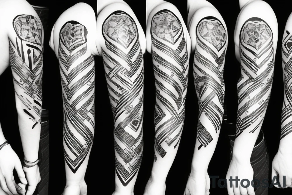 7 hearts disposed horizontally tattoo idea