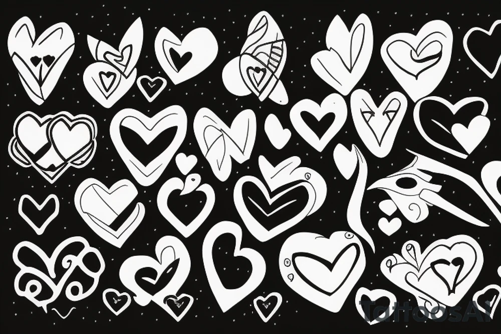 7 hearts disposed horizontally tattoo idea