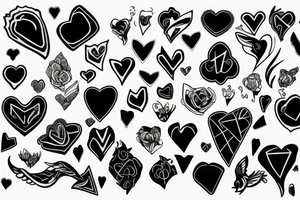 7 hearts disposed horizontally tattoo idea