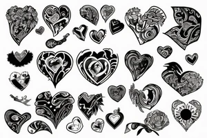 7 hearts disposed horizontally inside arm tattoo idea