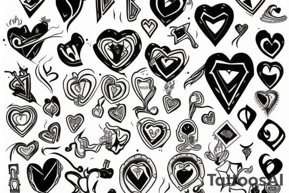 7 hearts disposed horizontally inside arm tattoo idea