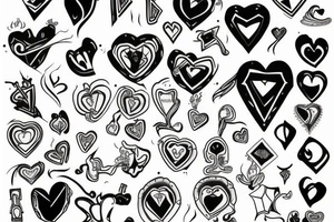 7 hearts disposed horizontally inside arm tattoo idea
