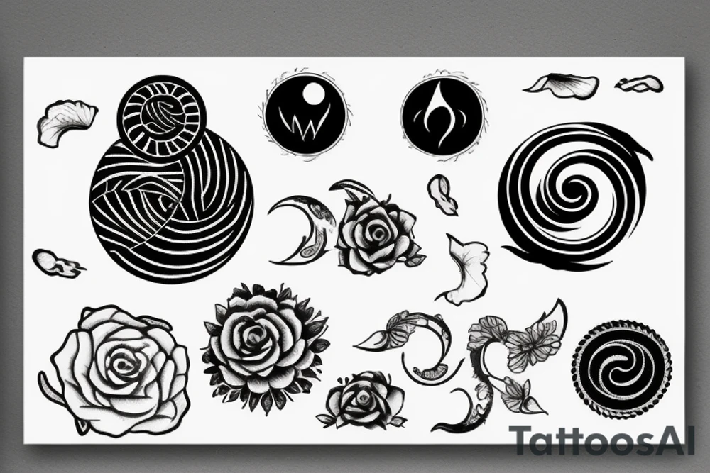 Yin and Yang, raspberry, wind tattoo idea