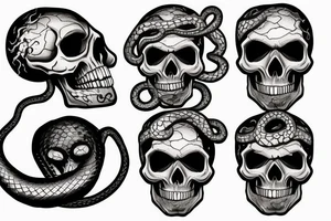 Skull, snake and flames tattoo idea