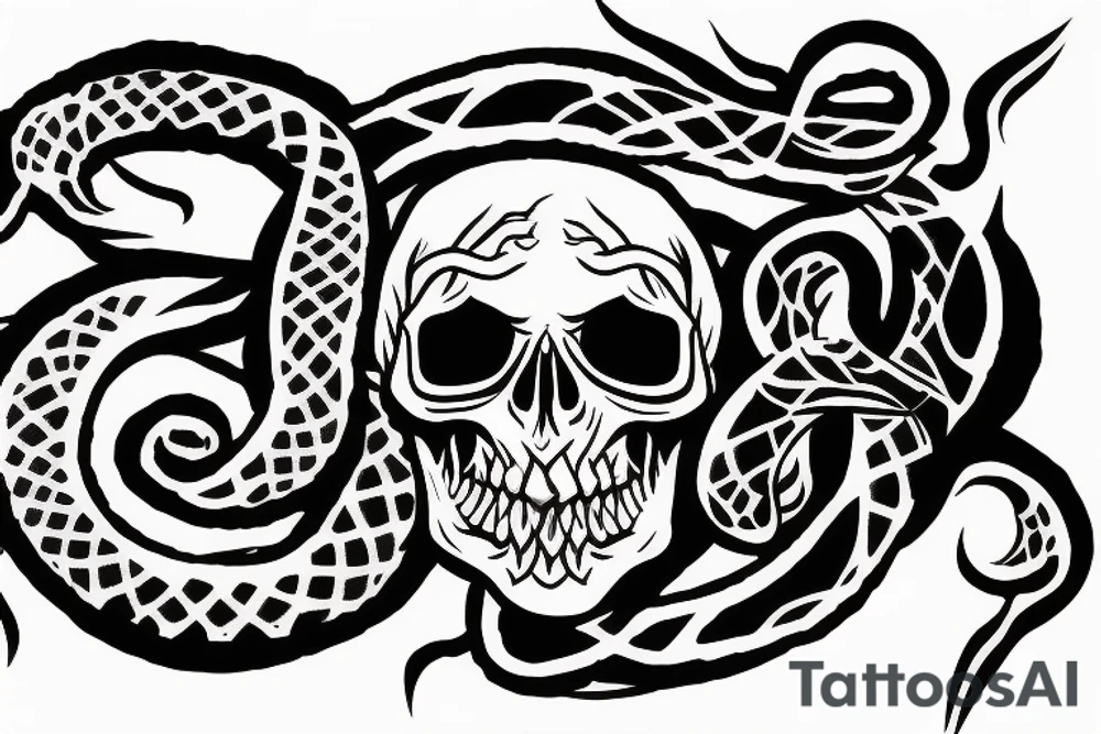 Skull, snake, fire tattoo idea