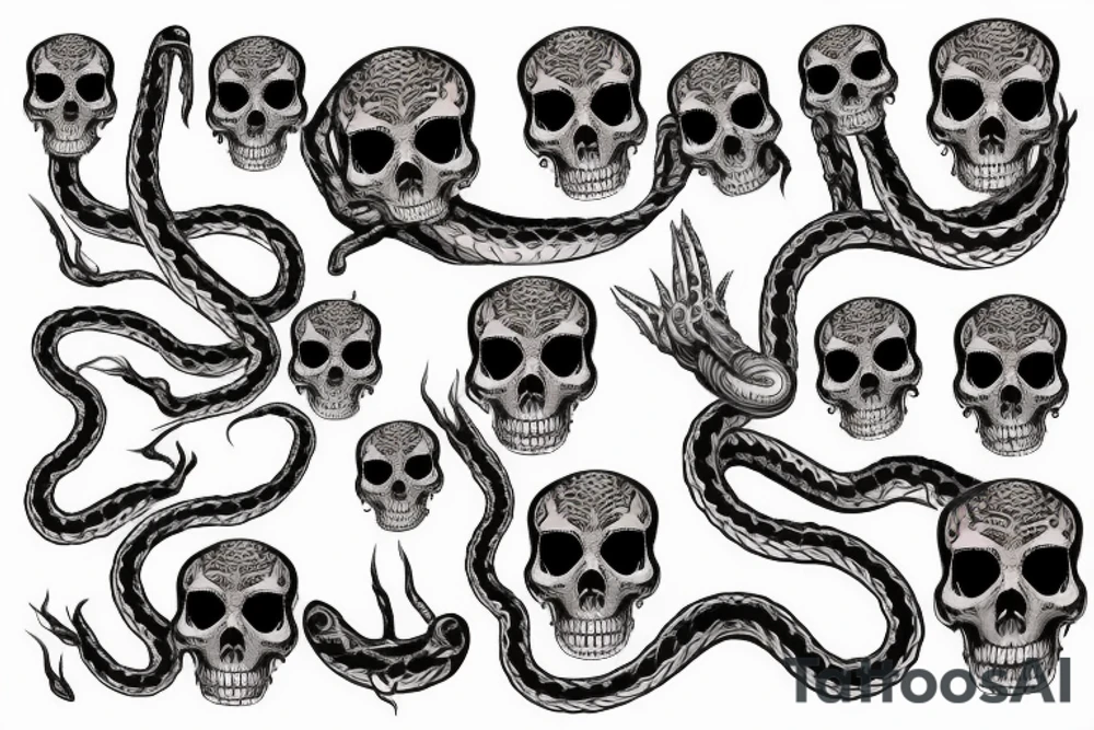 Skull, snake, fire tattoo idea