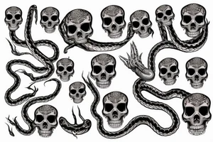 Skull, snake, fire tattoo idea