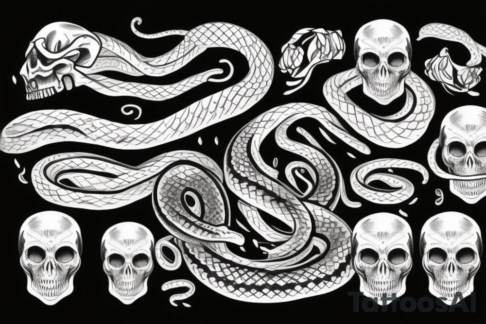 Skull, snake, fire tattoo idea