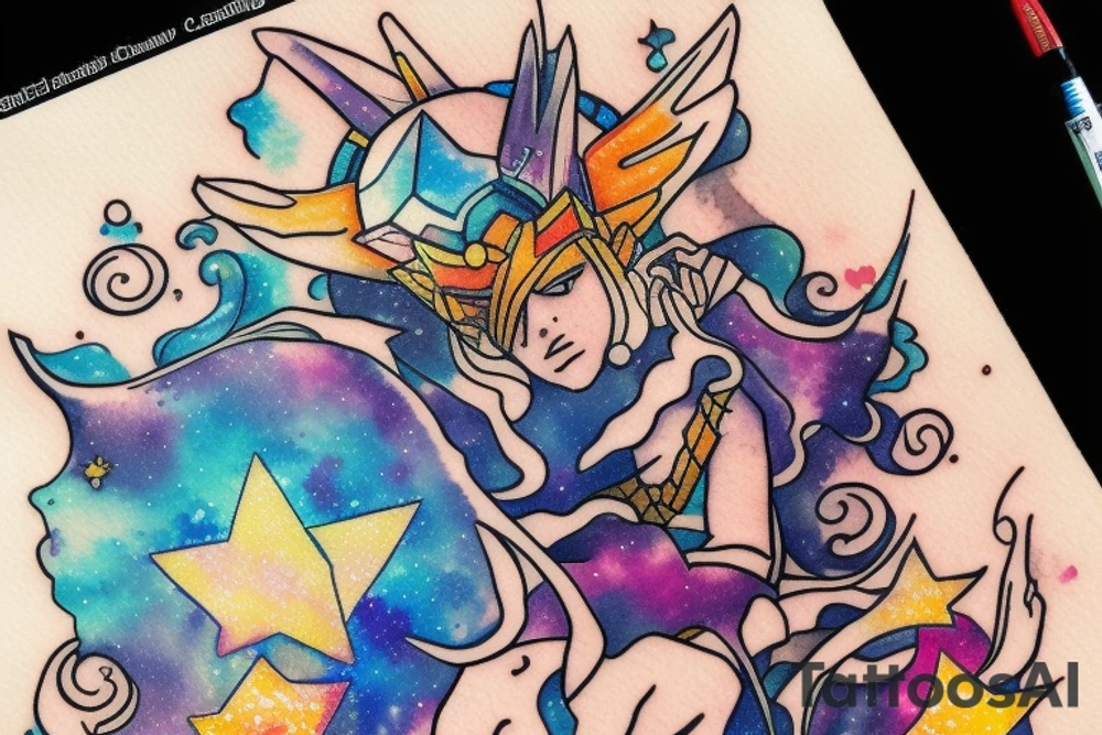 Galaxy, the sun, legend of Zelda, piano tattoo idea