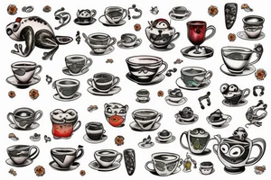 Frogs drinking tea tattoo idea