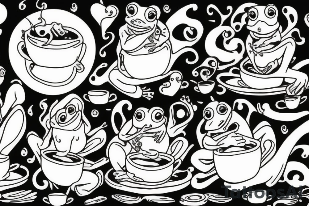 Frogs drinking tea tattoo idea