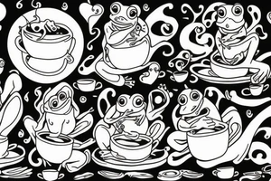 Frogs drinking tea tattoo idea