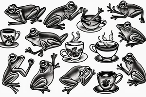 Frogs drinking tea tattoo idea