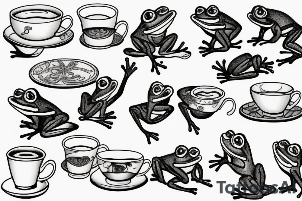 Frogs drinking tea tattoo idea