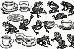 Frogs drinking tea tattoo idea