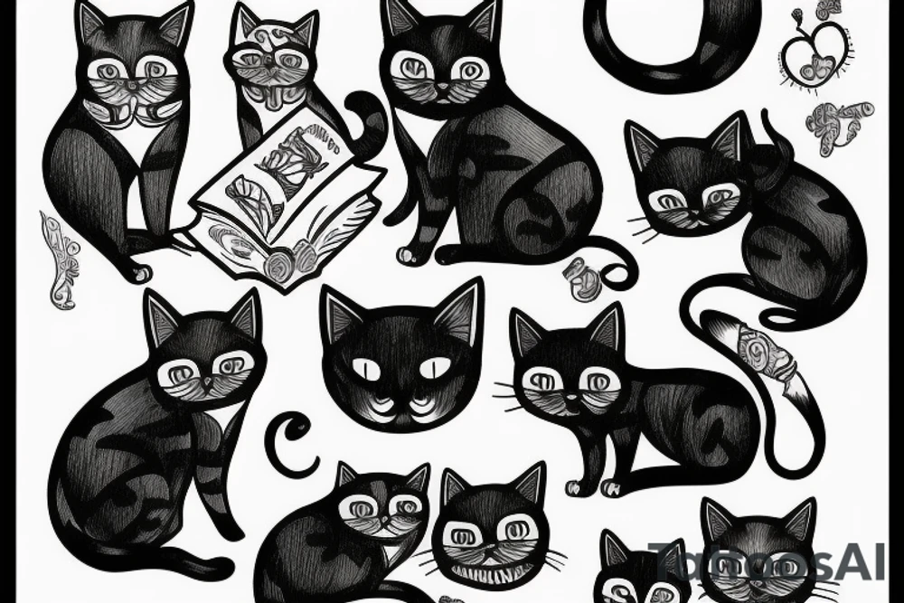 Cats reading tattoo idea