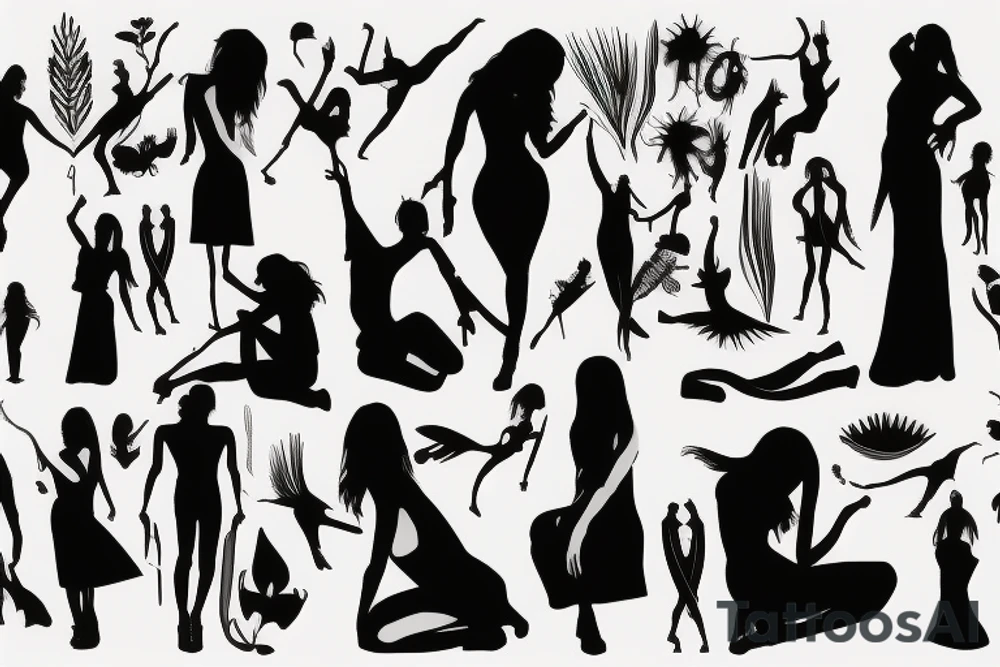 woman silhouette tattoo idea