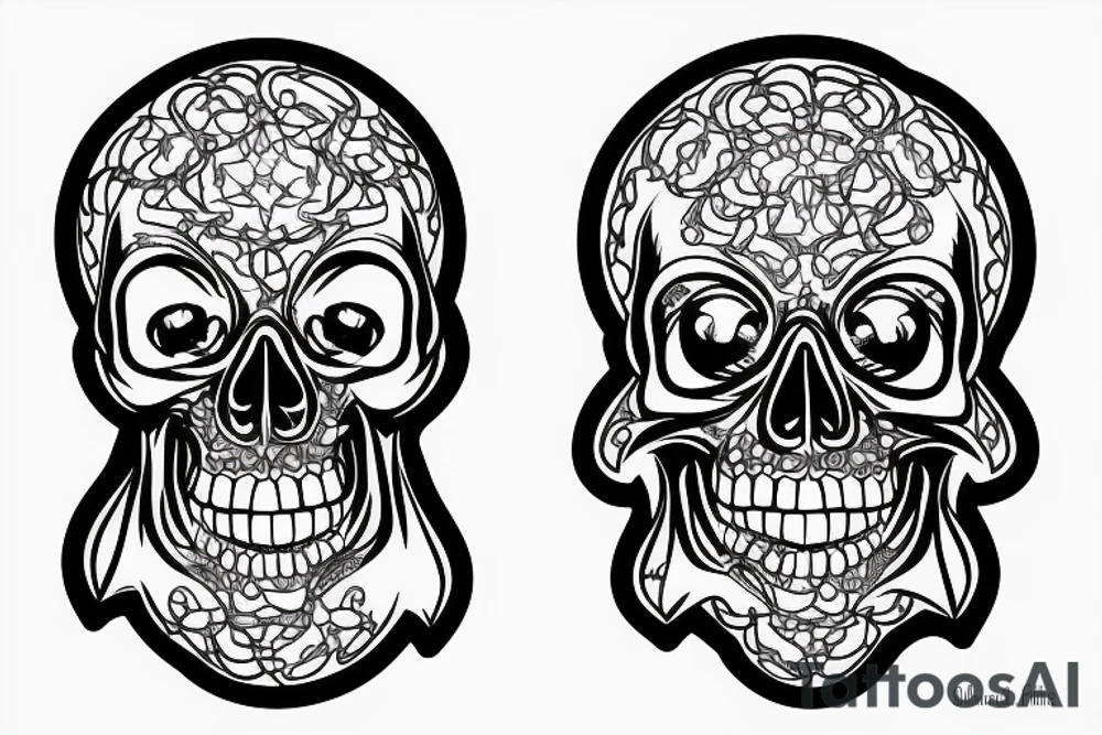 Cyber skull laughing tattoo idea