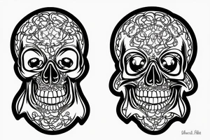 Cyber skull laughing tattoo idea