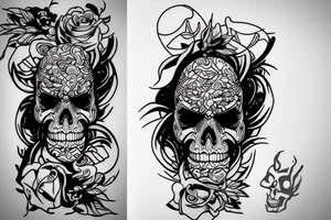 Cyber skull laughing tattoo idea