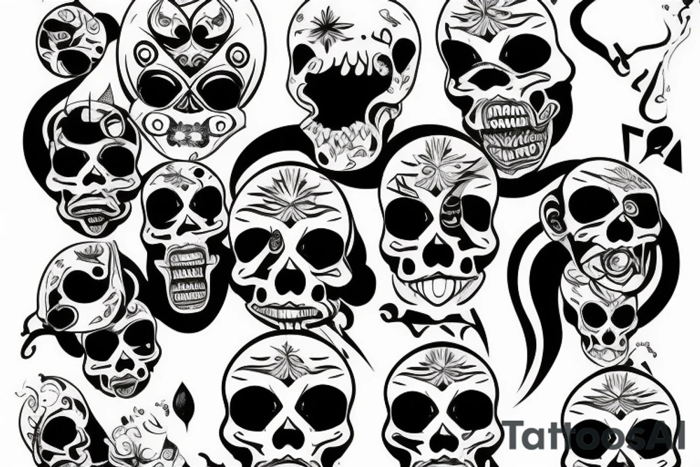 Cyber skull laughing tattoo idea