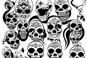 Cyber skull laughing tattoo idea
