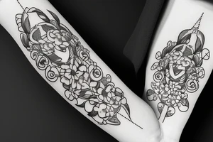 Caduceus staff with Flowers around it tattoo idea