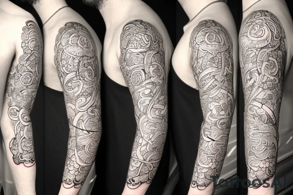 Caduceus staff with Flowers around it and an infinity symbol around it, as a sleeve tattoo idea