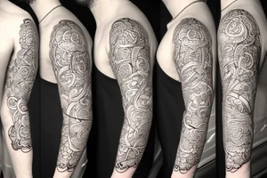 Caduceus staff with Flowers around it and an infinity symbol around it, as a sleeve tattoo idea