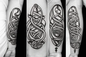 Caduceus staff with Flowers around it and an infinity symbol around it tattoo idea