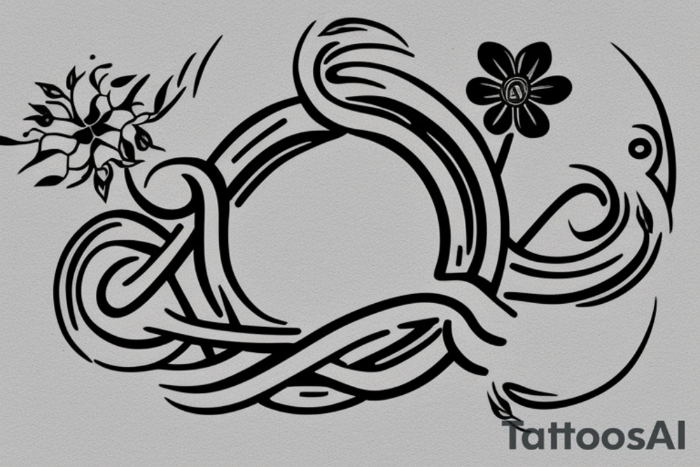 Caduceus staff with Flowers around it and an infinity symbol around it tattoo idea