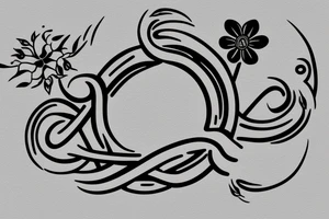 Caduceus staff with Flowers around it and an infinity symbol around it tattoo idea