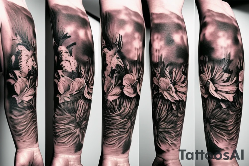 Lion flowers and Jesus tattoo idea