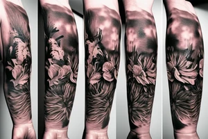 Lion flowers and Jesus tattoo idea