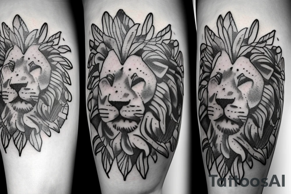Lion flowers and Jesus tattoo idea