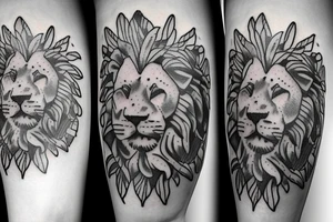 Lion flowers and Jesus tattoo idea