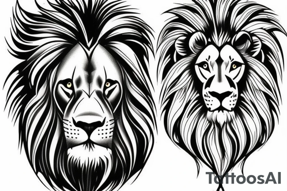 Lion and Jesus portrait tattoo idea