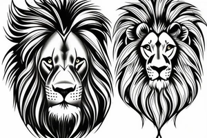 Lion and Jesus portrait tattoo idea