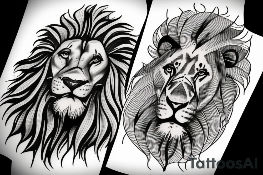 Lion and Jesus portrait tattoo idea