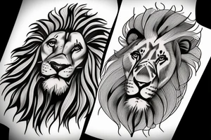 Lion and Jesus portrait tattoo idea