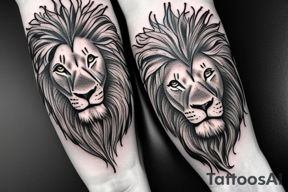 Lion and Jesus portrait tattoo idea