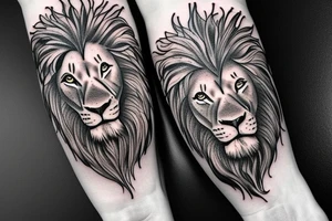 Lion and Jesus portrait tattoo idea