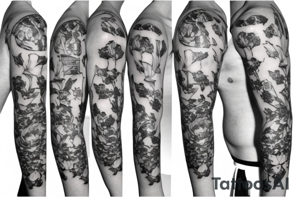 staff of hermes with flowers tattoo idea
