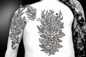 caduceus staff with flowers tattoo idea