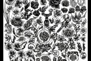 flowers surrounding a rod of asclepius tattoo idea