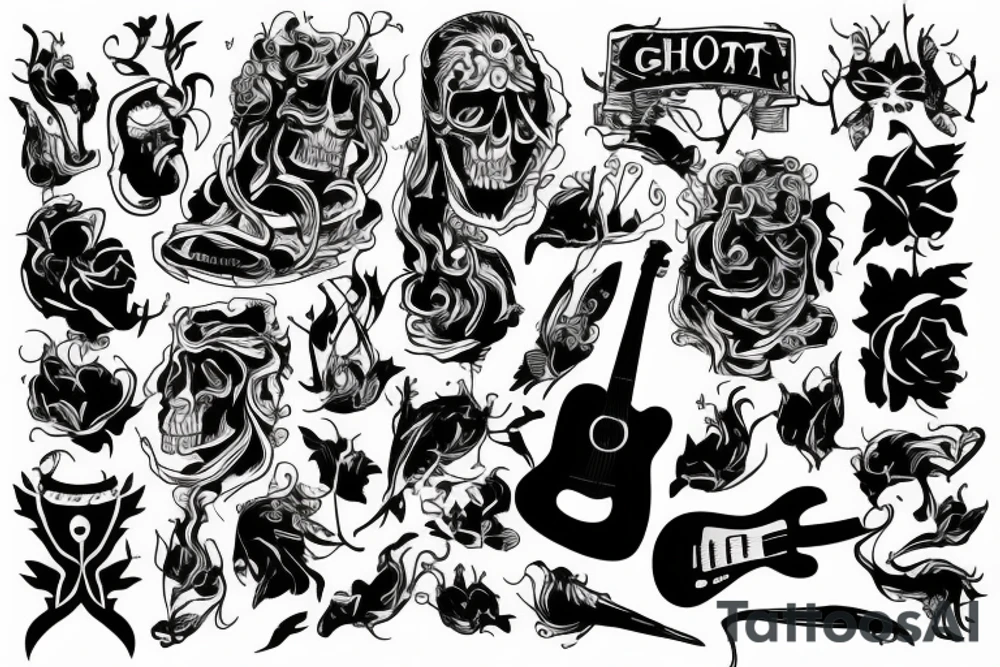 ghost with a guitar tattoo idea