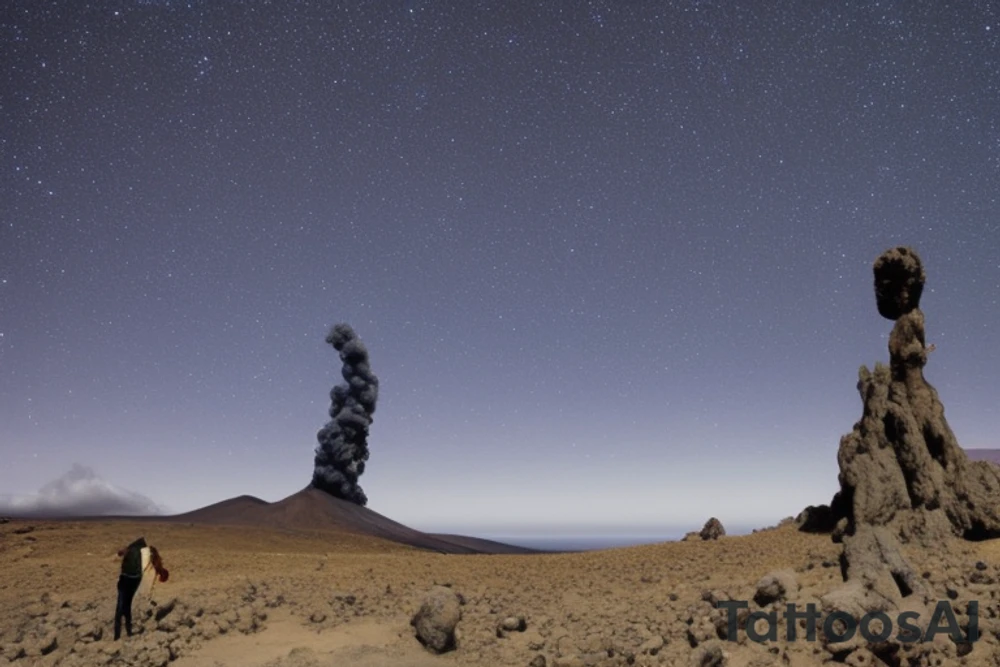 Dos manos, una de ellas saliendo de la parte central-derecha con la palma de la mano hacia abajo, otra mano saliendo de la parte central-izquierda con la palma de la mano hacia arriba. Entre las manos hay tres constelaciones, el cinturón de Orión, Cassiopeia y la osa mayor, con solamente los puntos y líneas que los conectan, también entre las constelaciones esta el planeta saturno con un cohete despegando de él. tattoo idea