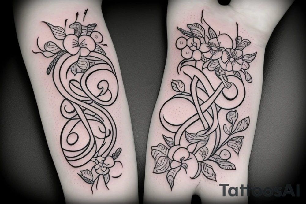 infinity symbol with flowers tattoo idea