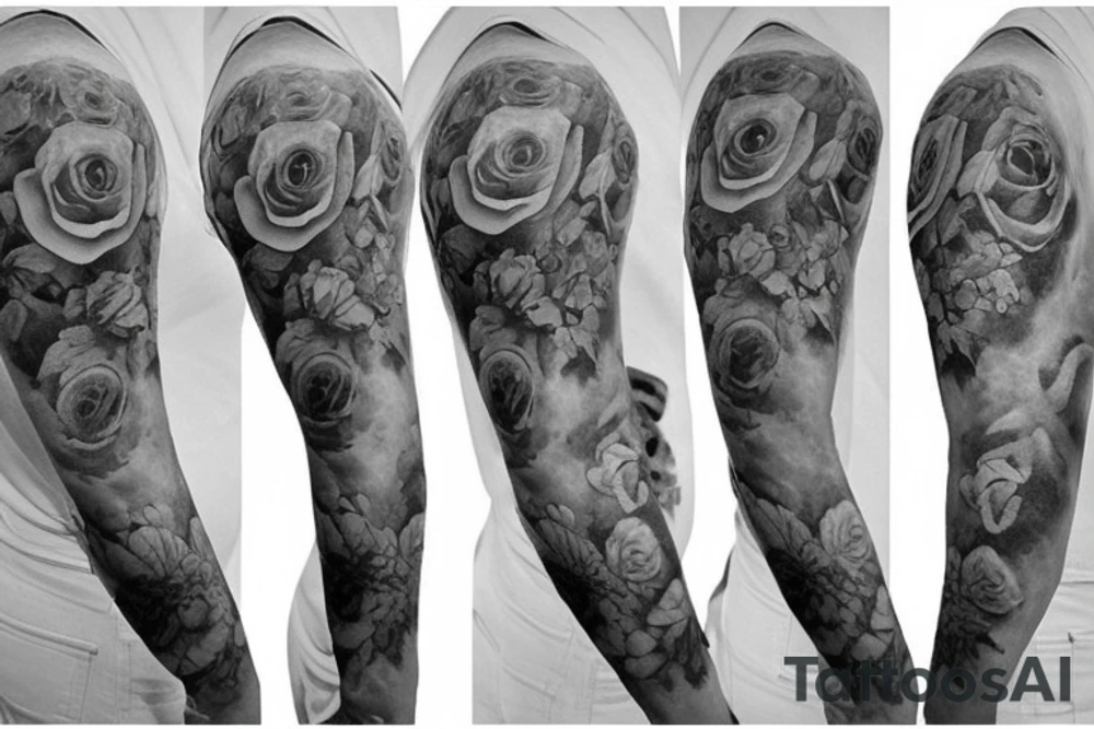 Guardian angel, roses, sleeve tattoo idea
