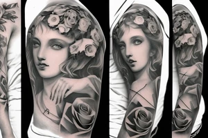Guardian angel, roses, sleeve tattoo idea